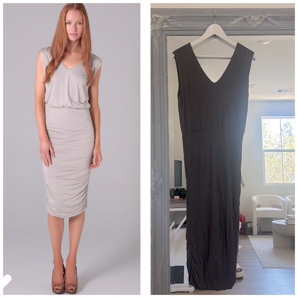 Alice + Olivia V-Neck Sleeveless Ruched Midi Jersey‎ Dress M